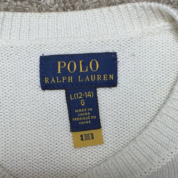 Polo Ralph Lauren Girls Knit Sweater Purple Logo Stripe Size L (12–14) - Picture 2 of 7